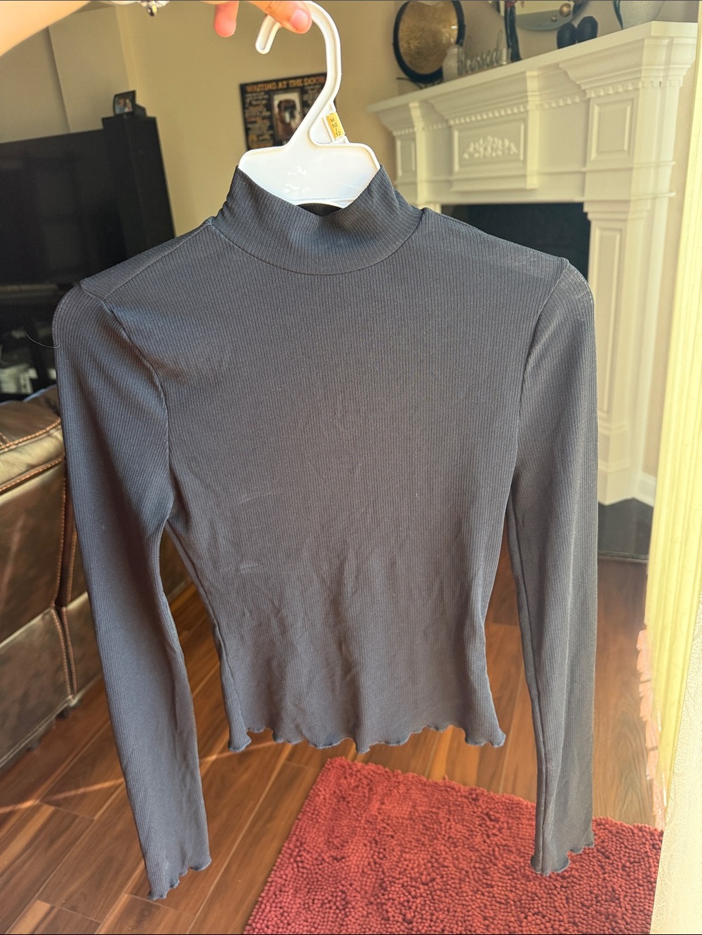 SHEIN Black Ribbed Mock Neck Long Sleeve Crop Top